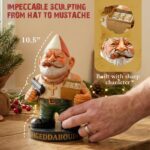 An 11-inch hand-painted resin gnome figurine named Vito CorleGnome, with an Italian-themed hat and mustache, holding a small