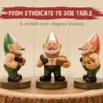 An 11-inch hand-painted resin gnome figurine named Vito CorleGnome, with an Italian-themed hat and mustache, holding a small