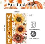 A vibrant orange sunflower garden flag from RABUSOFA, featuring a double-sided design for fall outdoor decoration.