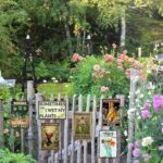 A retro-style 8x12 inch metal tin sign with the quote 'Into The Garden I Go To Lose My Mind And Find My Soul' on a plant-them