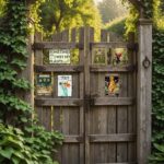 A retro-style 8x12 inch metal tin sign with the quote 'Into The Garden I Go To Lose My Mind And Find My Soul' on a plant-them